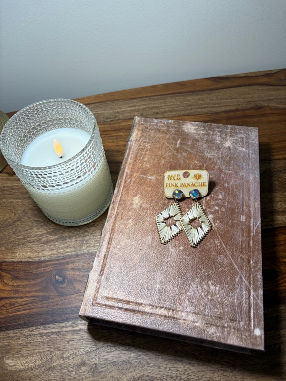 Pink Panache Ivory and Gold Woven Drop Earrings
